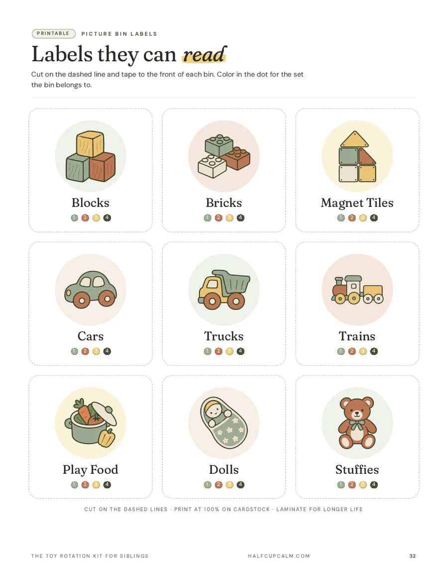 Picture bin labels