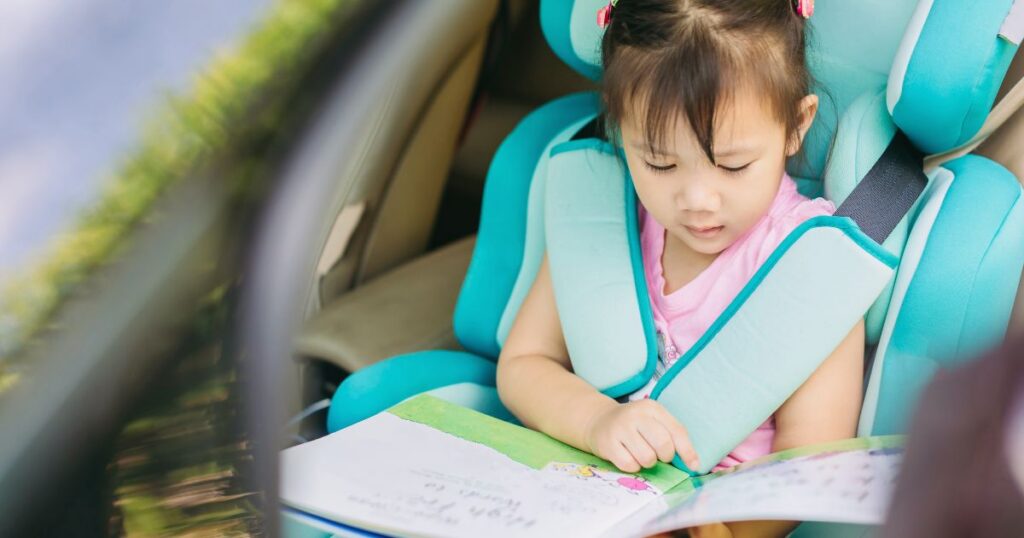 15 Screen-Free Car & Travel Activities for Long Summer Drives kids book in car